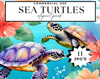 Baby Turtle With Flowers Clipart Watercolor Sea Turtle Clipart Cute Baby Turtle Junk Journal Clipart Nursery decor  Jpg Commercial Use
