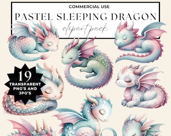 Cute and Dragon and Clipart Watercolor Cute Rainbow Dragon Clipart Baby Dragon Nursery Clipart Sleeping Baby Dragon Clipart Bundle Png Jpeg