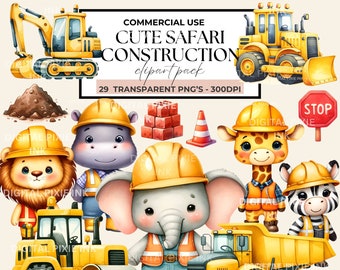 Watercolor Construction Truck Clipart, Construction Birthday, Kids Construction Worker Clipart Png, Excavator, Dump Truck  Vehicle Clip Art