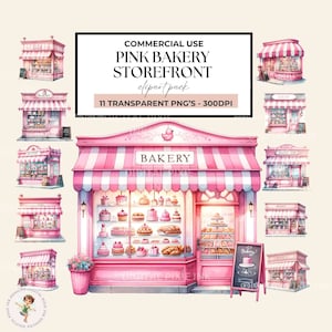Aquarell Rosa Bäckerei Schaufenster, Rosa Bäckerei Laden, Schaufenster Clipart, Clipart Weihnachten Schaufenster, Clipart Png Bilder zum Ausdrucken