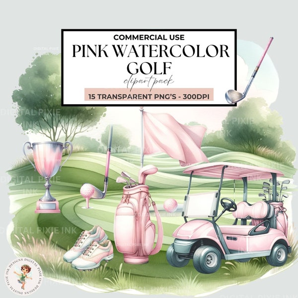 Golf Watercolor Clipart, Golf Birthday Clipart, Girl Golf Clipart, Golf Ball Clipart, Golf Bag Clipart, Golf Cart Clipart, Golf Tee Clipart