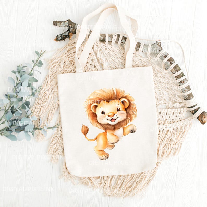 Boho Safari Animal Clipart Bundle, Cute Jungle Safari Watercolor