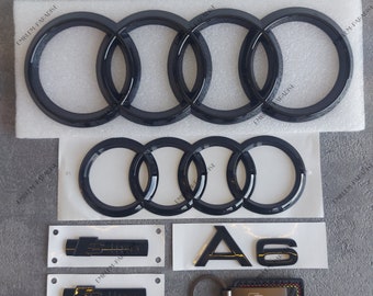 Audi A6 complete set - Full badges package for all Audi A6, glossy black - Exclusive Pack, gloss black, quattro - SLine shiny black