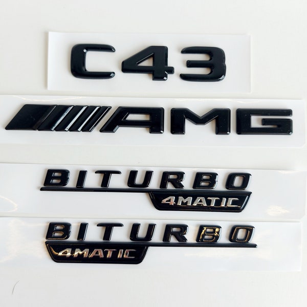 Mercedes-Benz C43 AMG Set, Biturbo 4Matic,  Schwarz Glänzend Combo Emblem Schriftzug