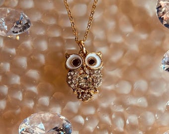 Gold Owl Pendant Necklace | Nature Animal Jewelry, Gift for Women