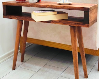 Handmade Wood Narrow Side Table