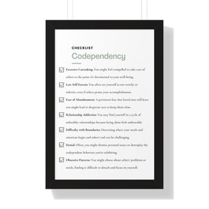 Codependency Checklist Poster | Codependency Poster | Unhealthy Relationship Checklist