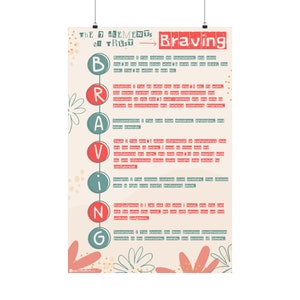 BRAVING Inspirational Poster - Brene Brown Wall Decor