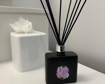 Black Glass Home Fragrance Reed Diffuser, Non-Toxic Oil, Luxury Reed Diffuser With Black Reeds, Great For Home Decor