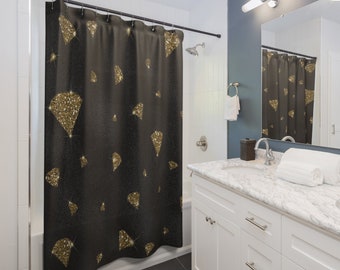 Black with Gold Diamonds Shower Curtains