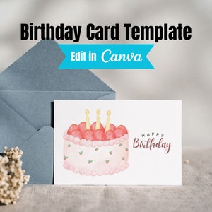 Printable Birthday Card, Instant Download, Digital Greeting Card, Happy Birthday Card, Print at Home