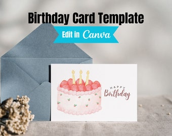 Printable Birthday Card, Instant Download, Digital Greeting Card, Happy Birthday Card, Print at Home