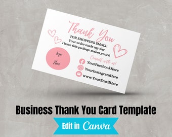Small Business Thank You Card | Instant Download | Package Inserts | Appreciation Notes | Canva Template | Editable Printable
