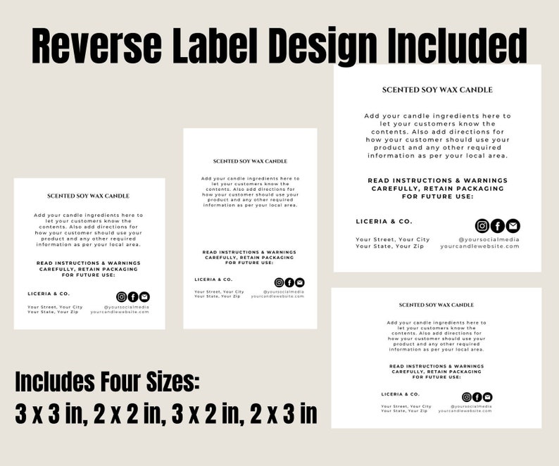 Printable Candle Label Template, Modern Candle Label Design