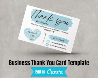 Small Business Thank You Card | Instant Download | Package Inserts | Appreciation Notes | Canva Template | Editable Printable