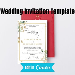Greenery Wedding Invitation Template, Eucalyptus Wedding Invitation card, Greenery Gold Wedding invitation template Download