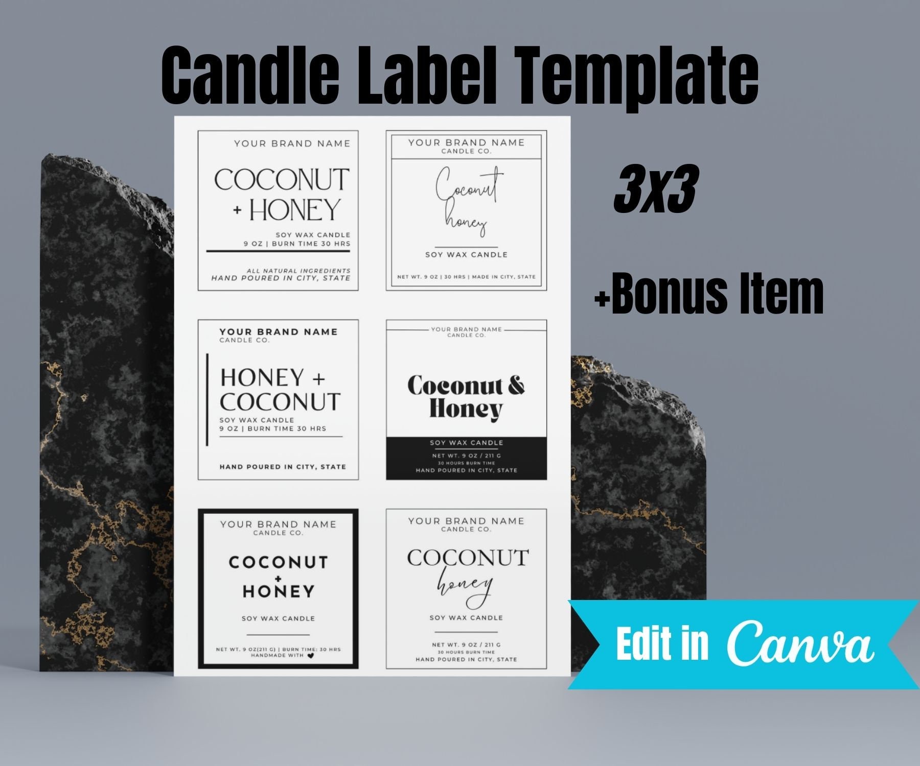 Editable Candle Label Bundle, Modern Candle Label Designs, Custom ...