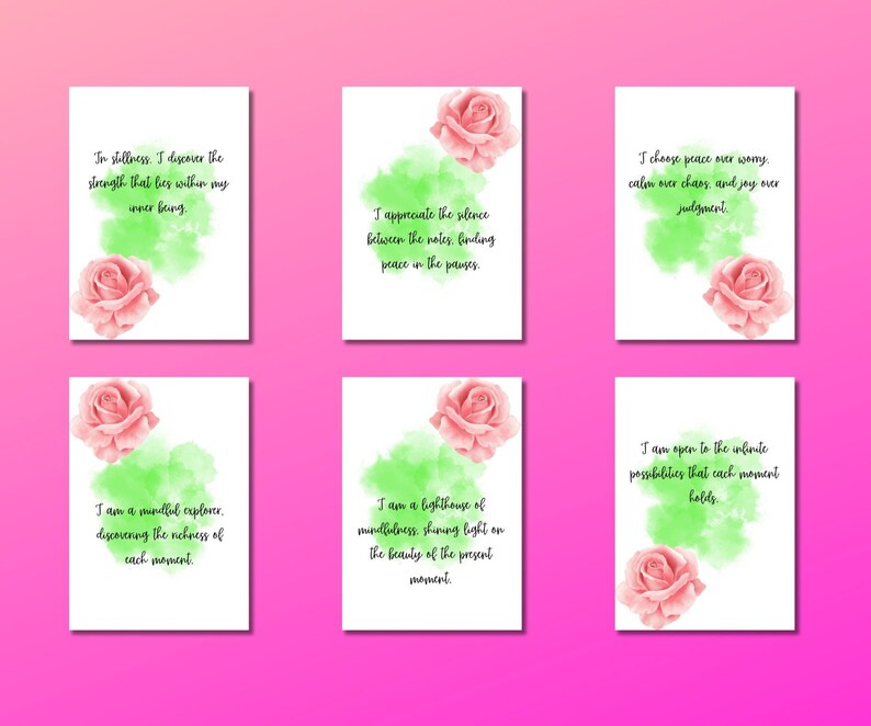 60 Affirmation Cards Digital Download, Mindfulness Affirmations Deck ...