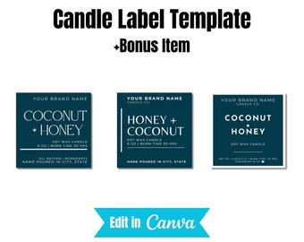 Editable Candle Label Bundle, Modern Candle Label Designs, Custom Candle Labels, DIY Candle Sticker, Small Business, Canva Template