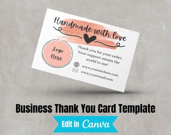 Small Business Thank You Card | Instant Download | Package Inserts | Appreciation Notes | Canva Template | Editable Printable