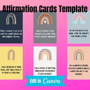 Affirmation cards, positive quote flash cards, affirmations cards, self esteem, confidence, self care, therapy office decor, self love, cbt
