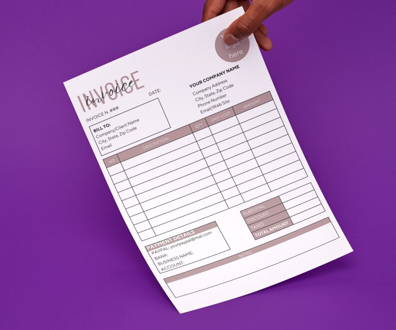 Invoice In Cursive Invoice Template Editable, Small Business Custom Order Form Printable ...