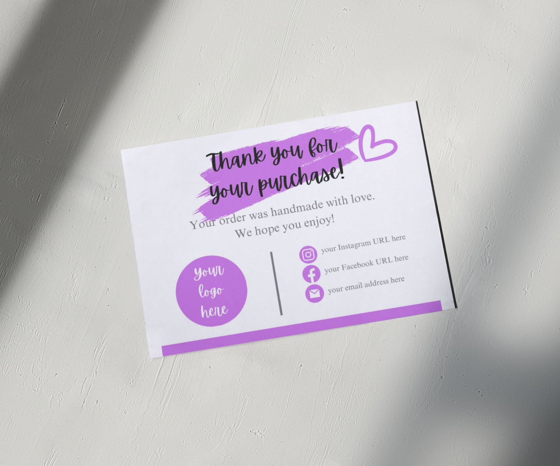 Editable in CANVA Business Thank You Insert Card Template Pink CANVA ...