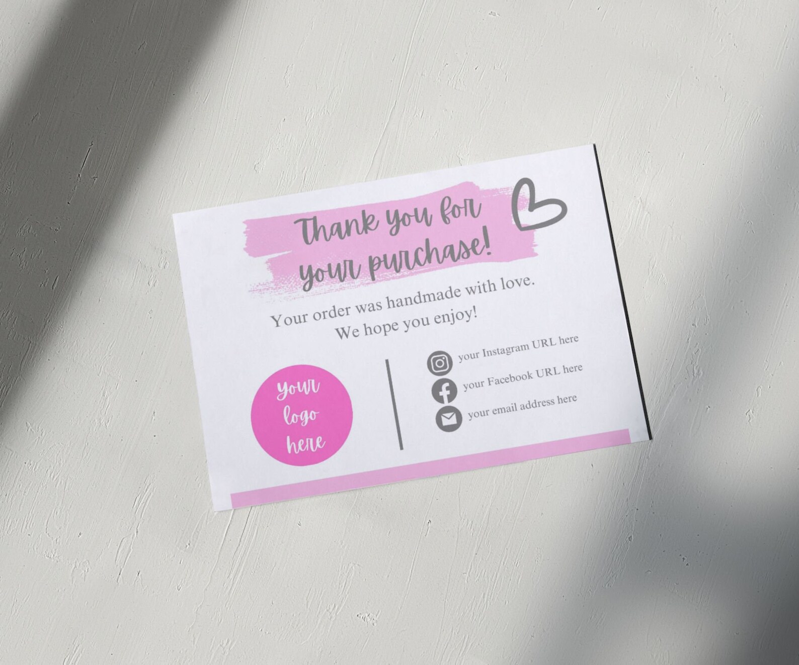 Editable in CANVA Business Thank You Insert Card Template Pink CANVA ...