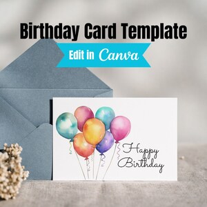 Printable Birthday Card, Instant Download, Digital Greeting Card, Happy Birthday Card, Print at Home