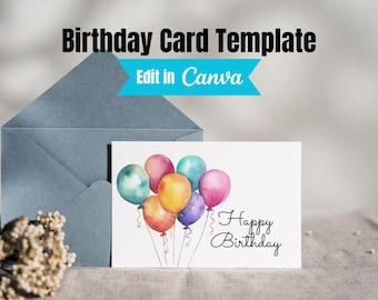 Printable Birthday Card, Instant Download, Digital Greeting Card, Happy Birthday Card, Print at Home