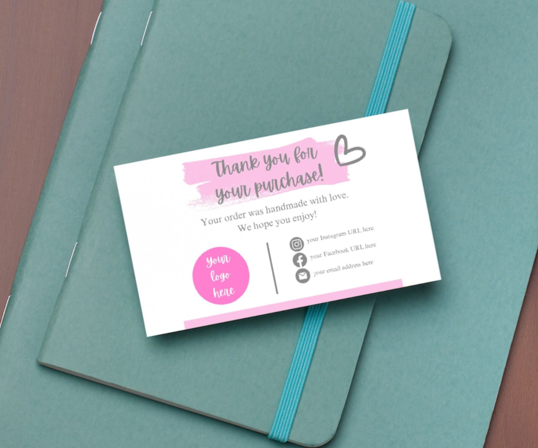 Editable in CANVA Business Thank You Insert Card Template Pink CANVA ...