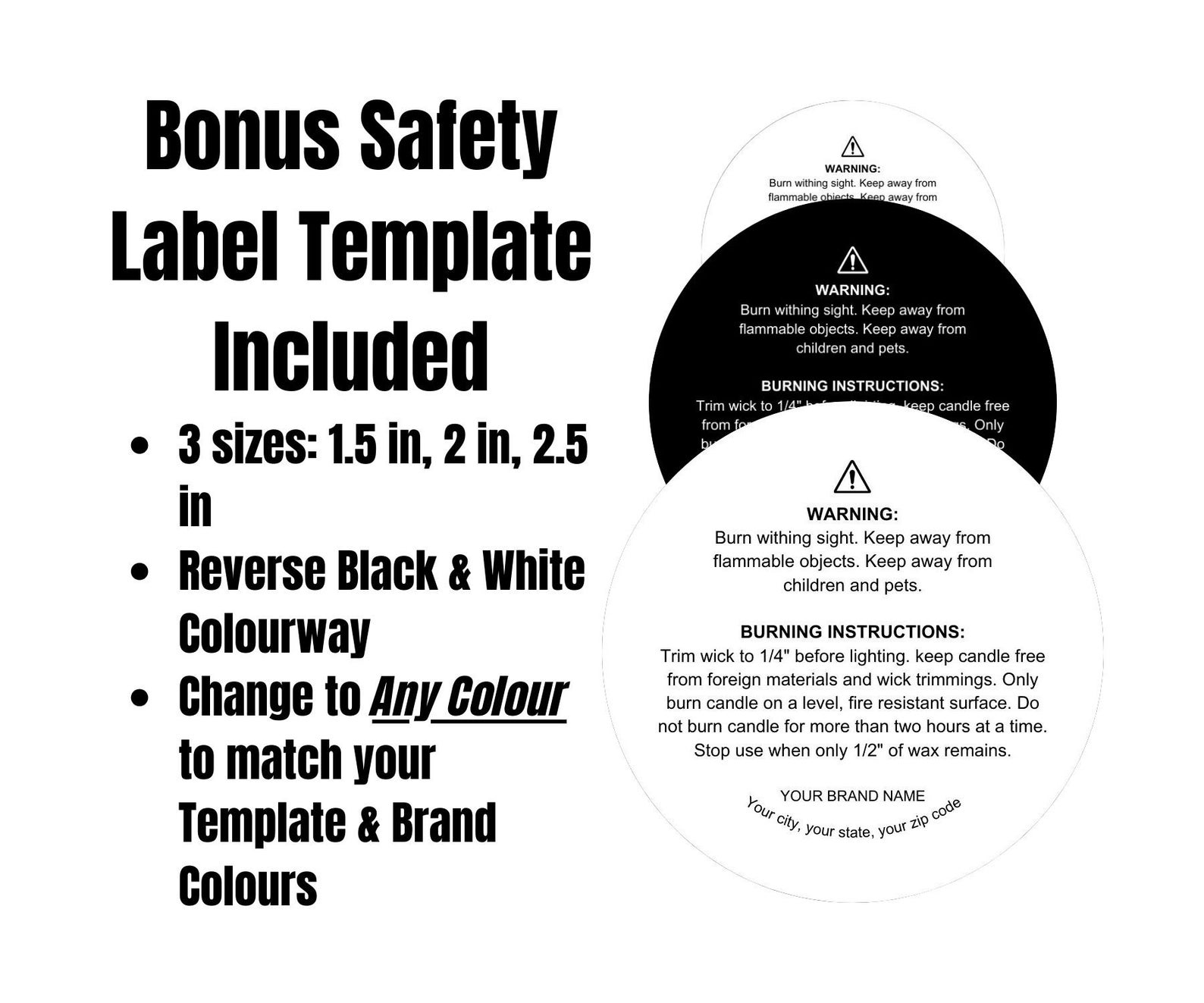 Editable Candle Label Bundle, Modern Candle Label Designs, Custom