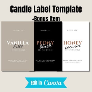 Printable Candle Label Template, Modern Candle Label Design, Personalised Candle Labels, Custom Product Label Template Editable in Canva