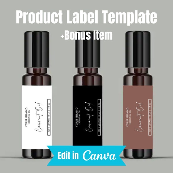 Essential Oil Roller Bottle Label, DIY Product Bottle Label Design, Editable Essential Oil Blend Printable Labels, 5 ml 10 ml Bottle Labels