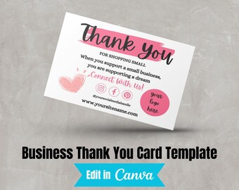 Small Business Thank You Card | Instant Download | Package Inserts | Appreciation Notes | Canva Template | Editable Printable