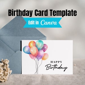 Printable Birthday Card, Instant Download, Digital Greeting Card, Happy Birthday Card, Print at Home