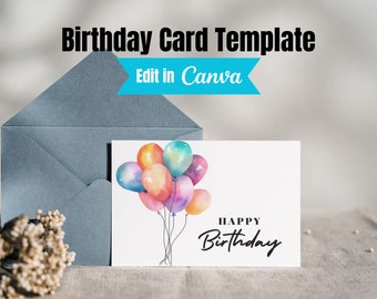 Printable Birthday Card, Instant Download, Digital Greeting Card, Happy Birthday Card, Print at Home