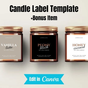 Printable Candle Label Template, Modern Candle Label Design, Personalised Candle Labels, Custom Product Label Template Editable in Canva