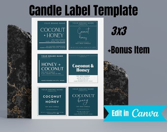 Editable Candle Label Bundle, Modern Candle Label Designs, Custom Candle Labels, DIY Candle Sticker, Small Business, Canva Template