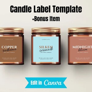 Printable Candle Label Template, Modern Candle Label Design, Personalised Candle Labels, Custom Product Label Template Editable in Canva