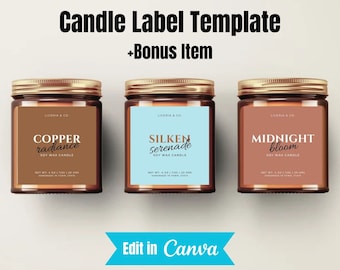 Printable Candle Label Template, Modern Candle Label Design, Personalised Candle Labels, Custom Product Label Template Editable in Canva