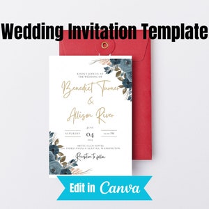 Greenery Wedding Invitation Template, Eucalyptus Wedding Invitation card, Greenery Gold Wedding invitation template Download