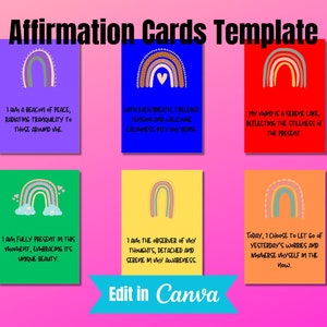 Affirmation cards, positive quote flash cards, affirmations cards, self esteem, confidence, self care, therapy office decor, self love, cbt