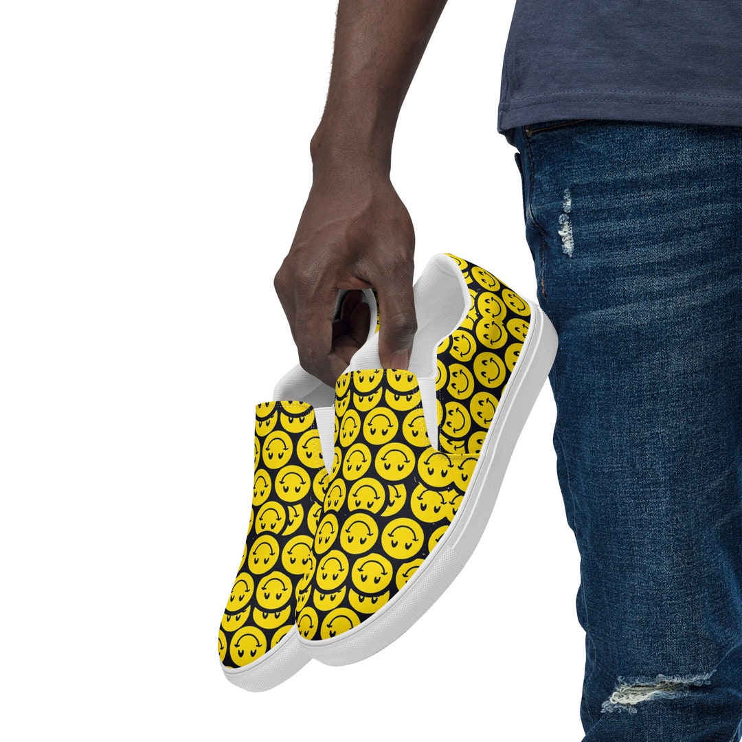 Graffiti Black Smiley men’s shoes Slip-on Canvas