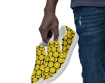 Herren Slip-on Smiley Gesicht Canvas Schuhe Happy Face Festival Wear Men Rave Outfit Men Festival Schuhe