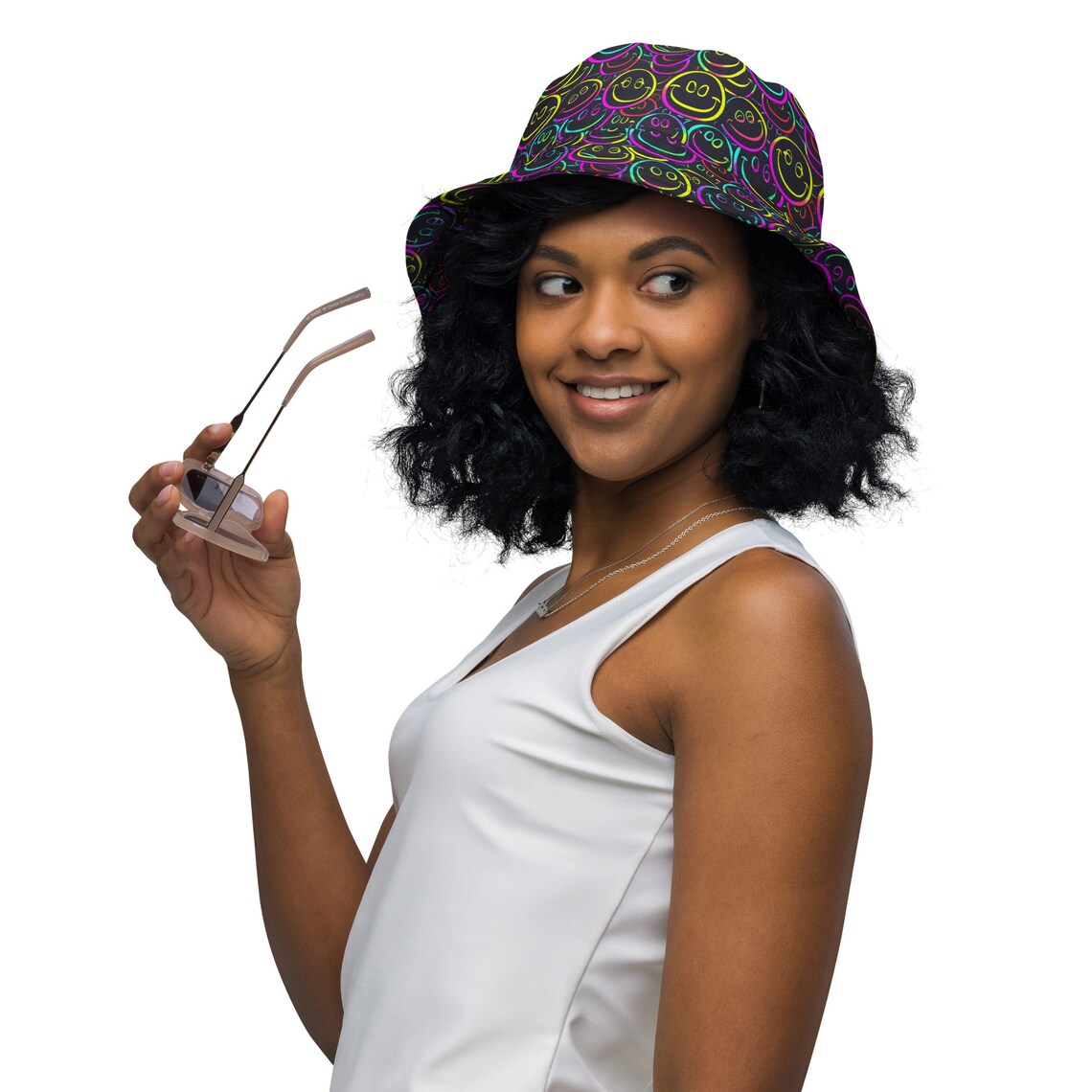 Trippy Smiley Face Bucket Hat Reversible Bucket Hat Rave Hat Trippy ...