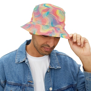Trippy Psychedelic Bucket Hat Rave Hat Trippy Unisex Festival clothing Rave Accessories Rave Bucket Hat
