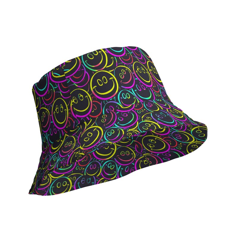 Trippy Smiley Face Bucket Hat Reversible Bucket Hat Rave Hat Trippy ...