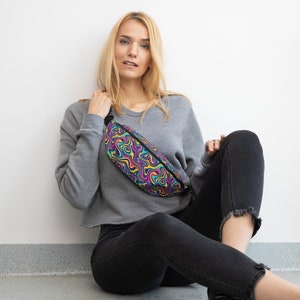 Sac banane Trippy Sac de festival Sac Rave Sac banane pour femme Sac bandoulière pour femme Sac banane Rave Sac poitrine Sac de vacances Sac banane personnalisé