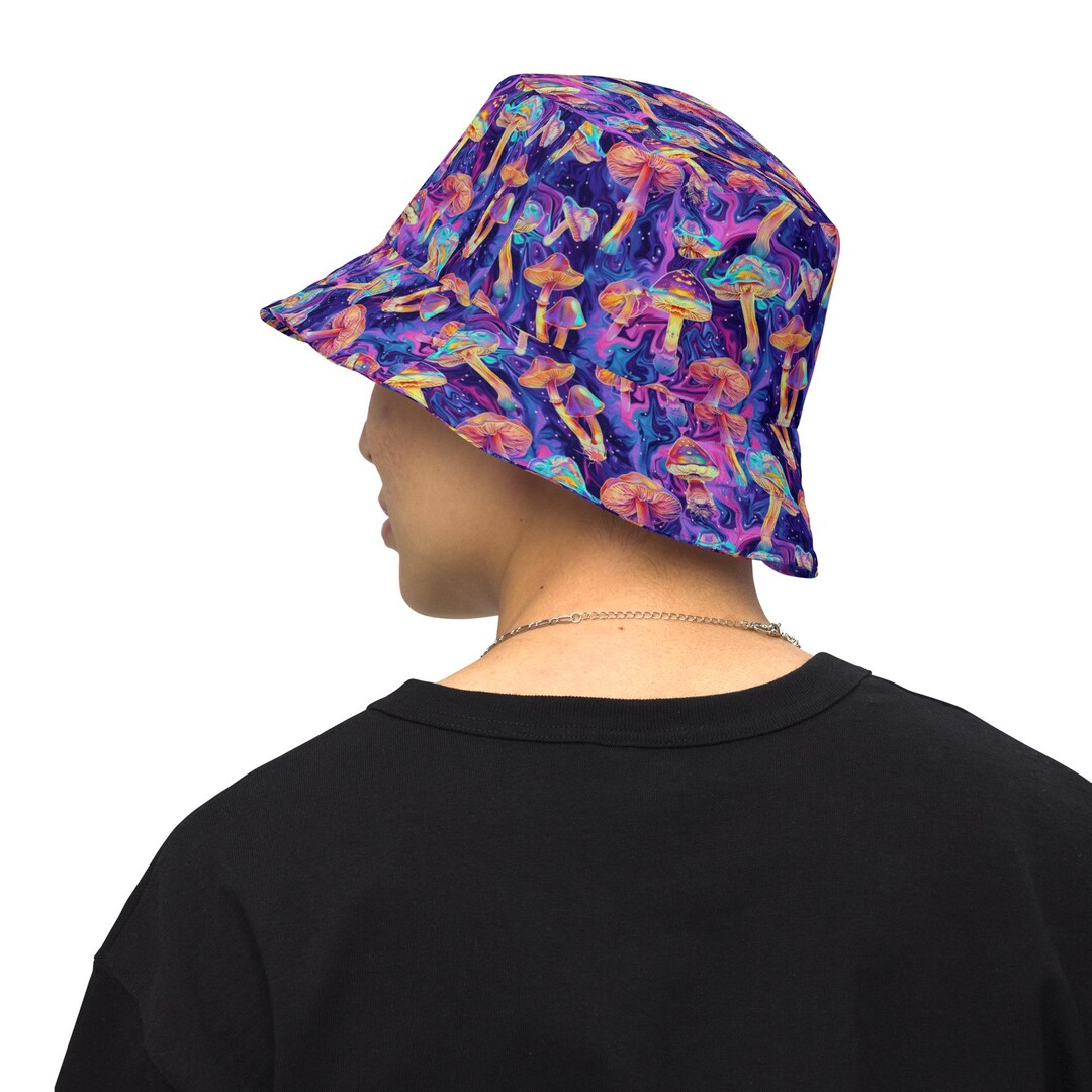 Trippy Mushroom Reversible Bucket Hat Rave Bucket Hat Custom Bucket Hat ...